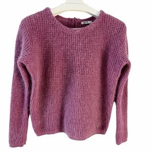 ORFEO PARIS Pink Knit Crewneck Sweater with Back Buttons s/m